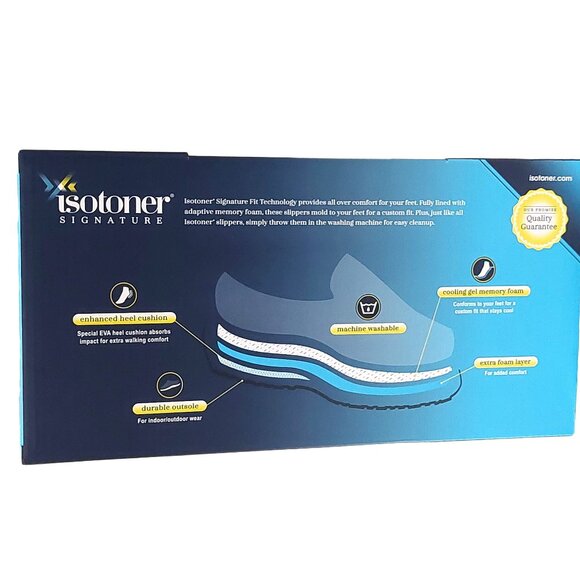 Isotoner Signature Men's Memory Foam Indoor/Outdoor Slippers Pebble Sz Med 8-9 - Picture 6 of 9